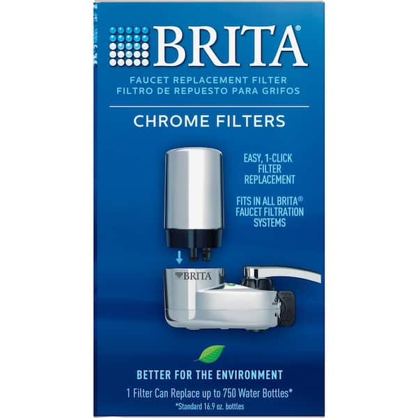 Brita Chrome Faucet Mount Tap Water Filtration System Filter Replacement  Cartridge (2-Pack), BPA Free, Reduces Lead 6025836312 - The Home Depot