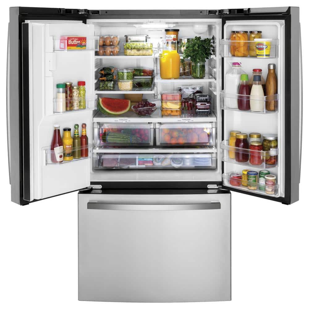 Stainless Steel French Door Refrigerator with Ice Maker and Smart Features