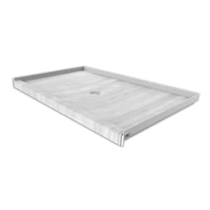 36 in. x 60 in. Single Threshold Shower Base with Center Drain in Silver Strata