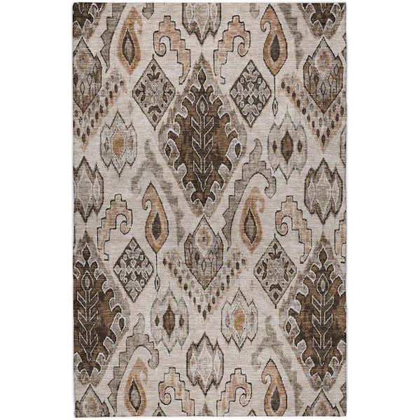 Dream Shag Premium Machine Washable Abstract ADS775 Brown 3 ft. x 5 ft. Area Rug