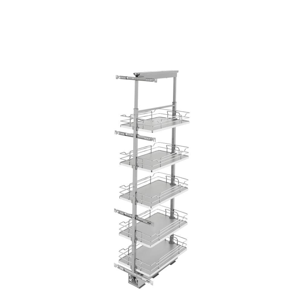 Rev-A-Shelf 13 in. Chrome Gray Solid Bottom Pantry Pullout with Soft ...