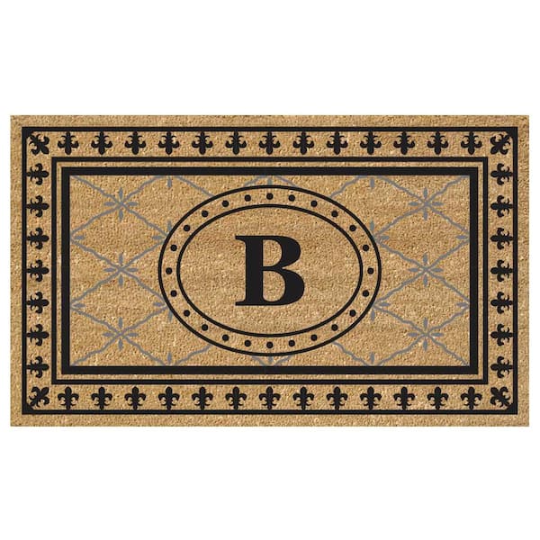 Nedia Home Superscraper Black 20 in. x 36 in. Bungalow Monogrammed B Indoor Outdoor Door Mat