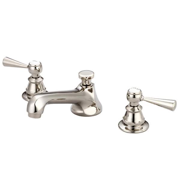 Water Creation 8 in. Widespread 2-Handle Century Classic Bathroom Faucet in Polished Nickel PVD with Pop-Up Drain
