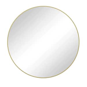 48 in. W x 48 in. H Round Metal Framed Wall Mount Bathroom Vanity Mirror in Gold