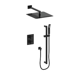 ZLINE Crystal Bay 2-Spray Patterns with 2 GPM 15.8" Wall Mount Rainfall Dual Shower Heads in Matte Black