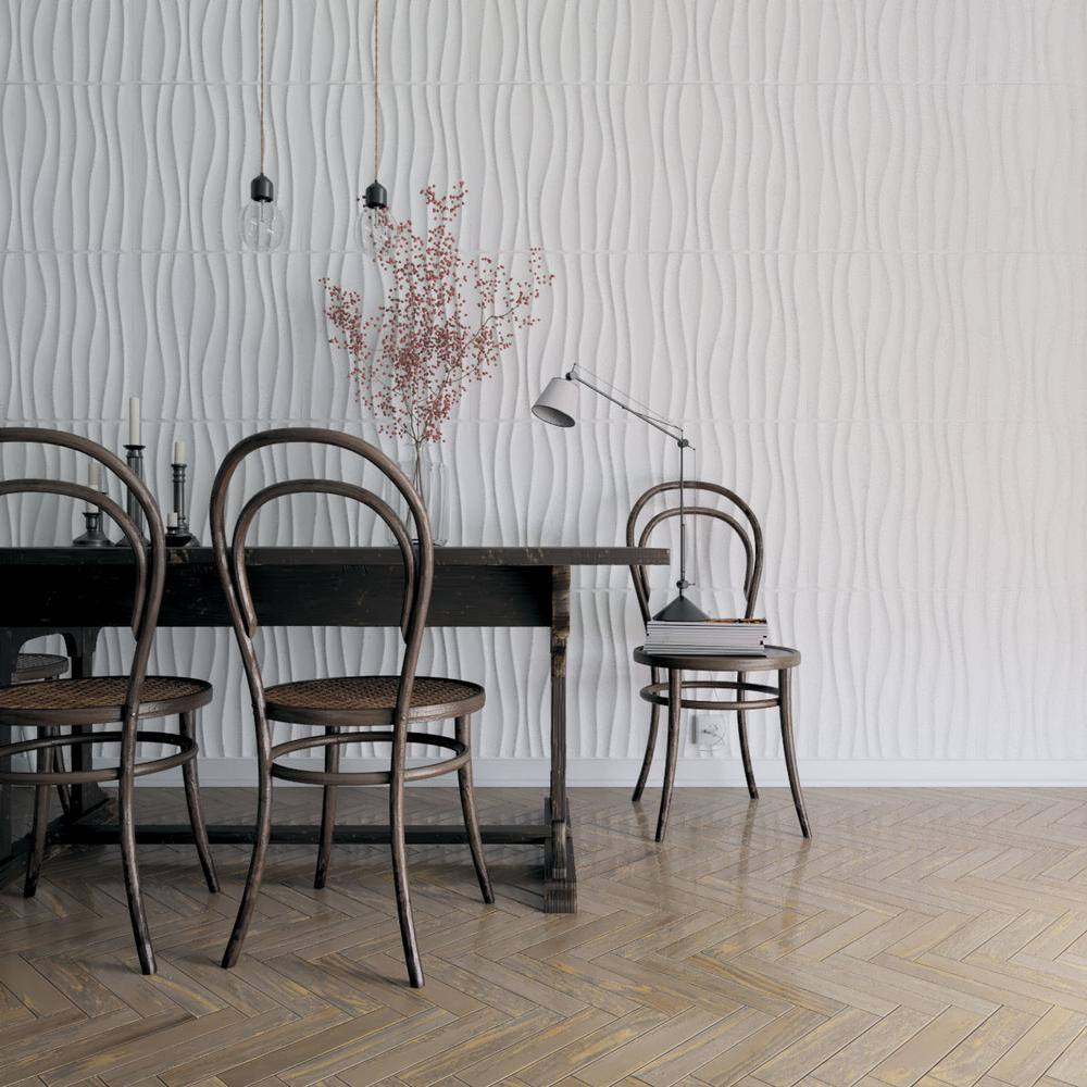 White Textured 3D PVC Wall Panels 19.63" x 19.63" (10-Pack)