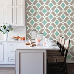 Lido Turquoise Quatrefoil Paper Strippable Roll Wallpaper (Covers 56.4 sq. ft.)
