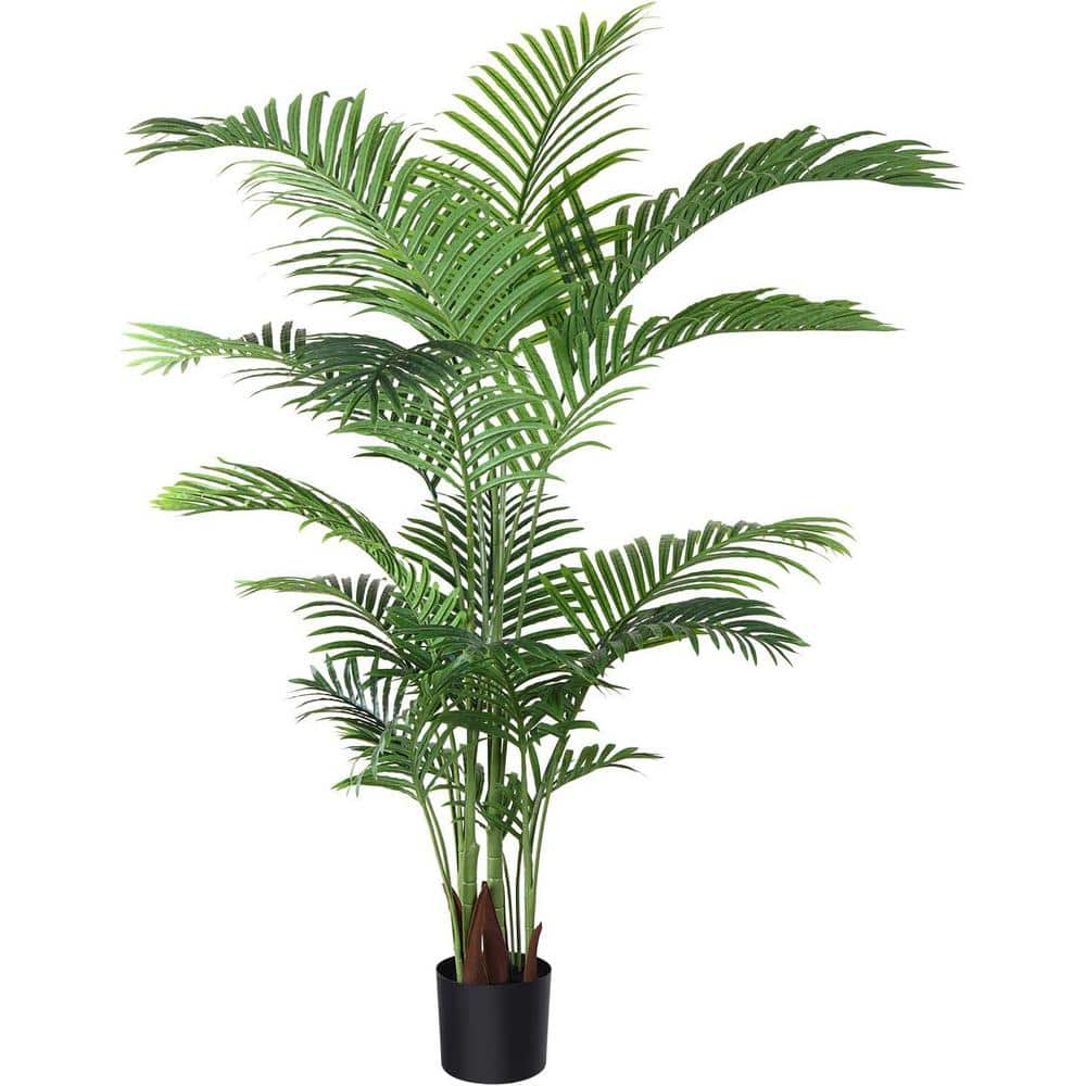 Cubilan 5 ft. Green Artificial Areca Palm Plant Fake Palm Tree ...