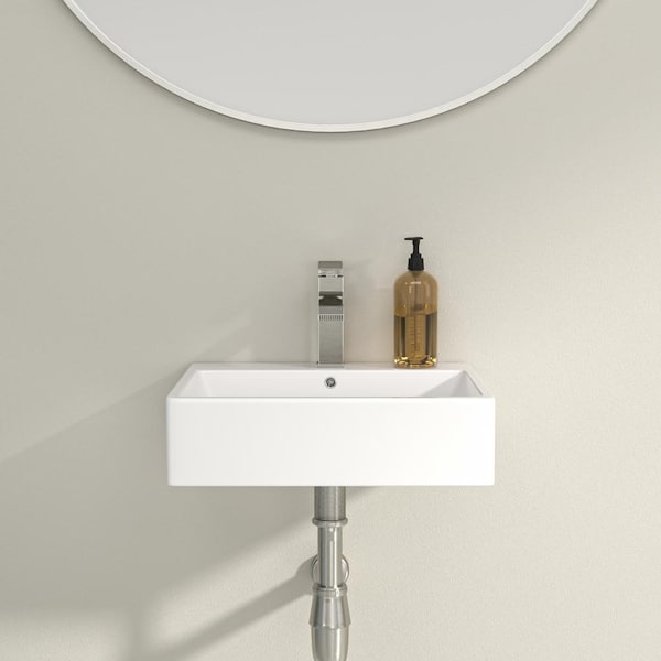20 in. x 18 in. Modern Bathroom Porcelain Ceramic Rectangular Vessel Sink Art Basin in White