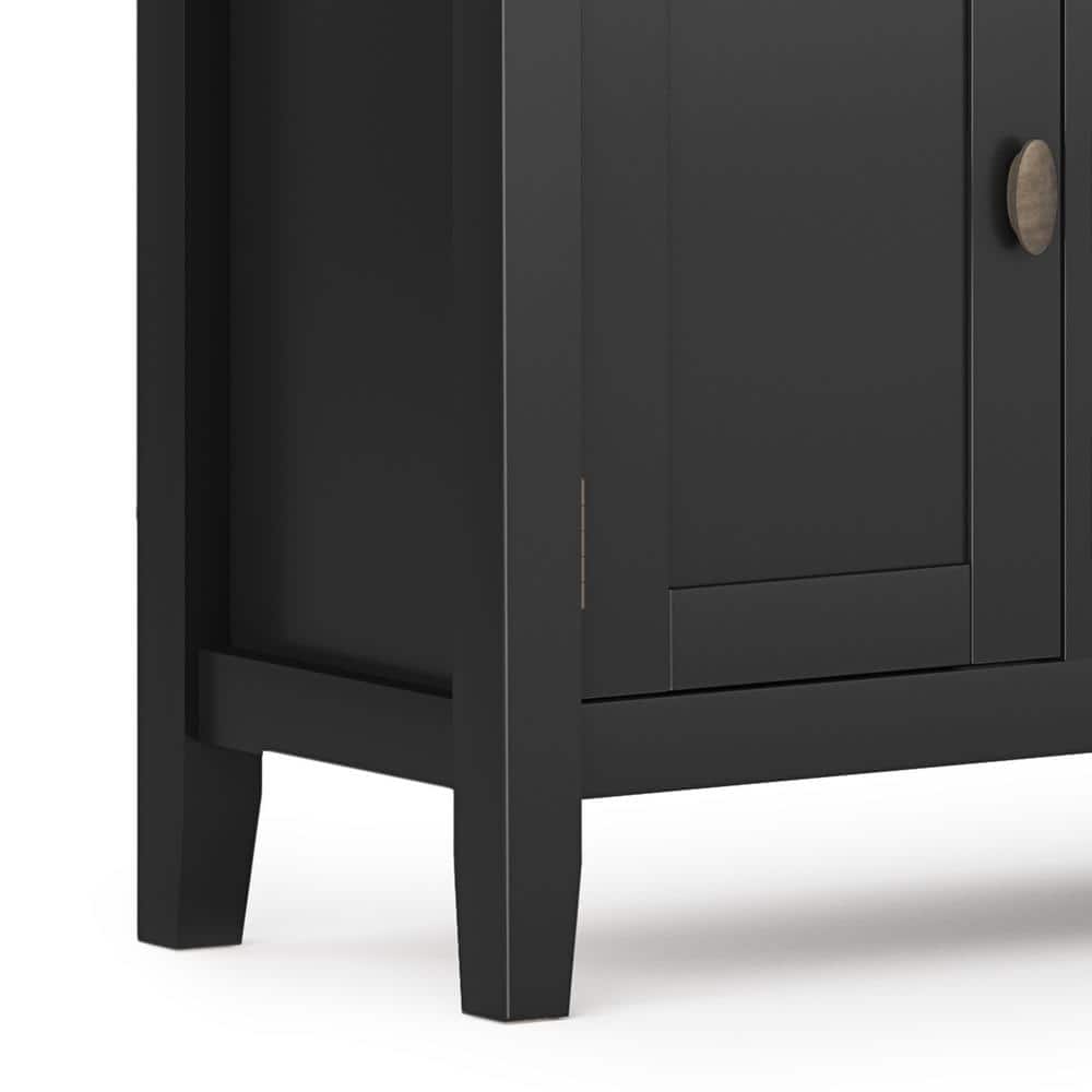 Redmond Black Solid Wood 72" TV Media Stand with Cabinets