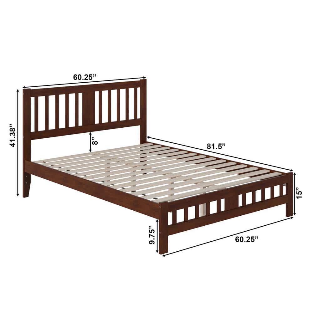 Tahoe Walnut Queen Wood Frame Bed with Slatted Headboard