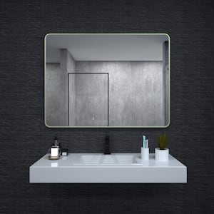 48 in. W x 36 in. H Rectangular Framed Wall Bathroom Vanity Mirror in Matte Green