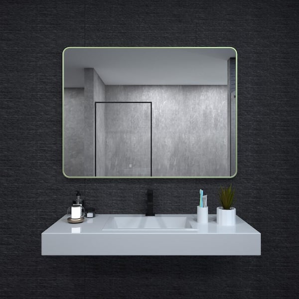 niveal 48 in. W x 36 in. H Rectangular Framed Wall Bathroom Vanity Mirror in Matte Green