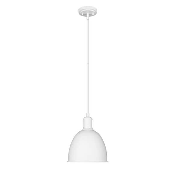 Sawyer 8.25 in. 1-Light Pendant Satin White with an Iron Shade 4500P8 ...