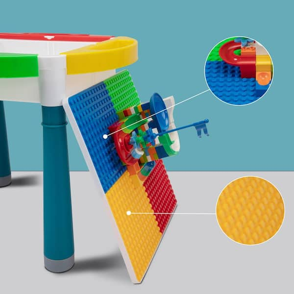 Tot Tutors Kids 2-in-1 Plastic Lego-Compatible Activity Table and 2 Chairs Set