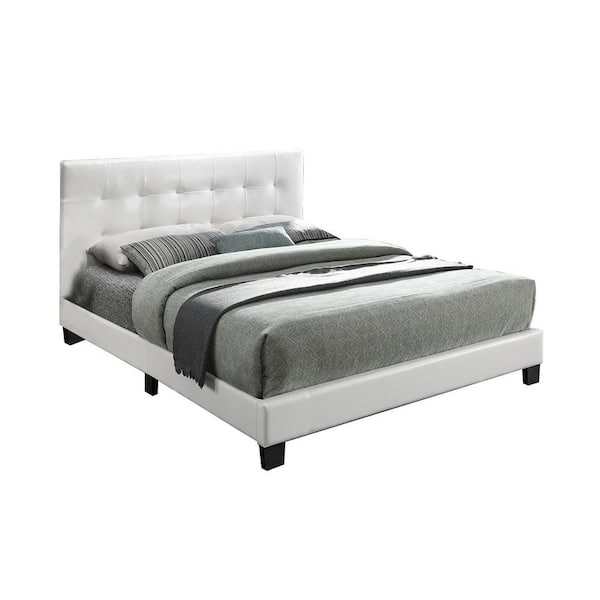 SIMPLE RELAX Faux White Leather Upholstered Full Bed