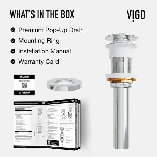 VIGO Vessel Bathroom Sink Pop-Up Drain and Mounting Ring in Chrome