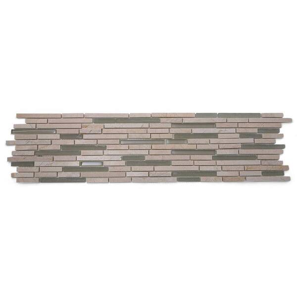 Ivy Hill Tile Chorus Crema Marfil 6 in. x 24 in. x 8 mm Polished and Frosted Marble and Glass Mosaic Tile