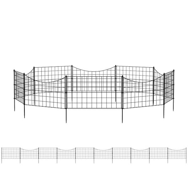 FUFU&GAGA 28.9 in. H x 29.2 ft. W Black Steel Garden Fence Panel ...