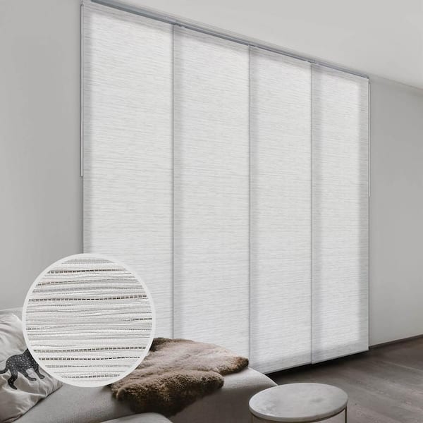 Godear Design Mica Cordless Pleated Natural Woven Adjustable Sliding Window Panel Track with 23 in. Slats Up to 86 in. W x 96 in. L