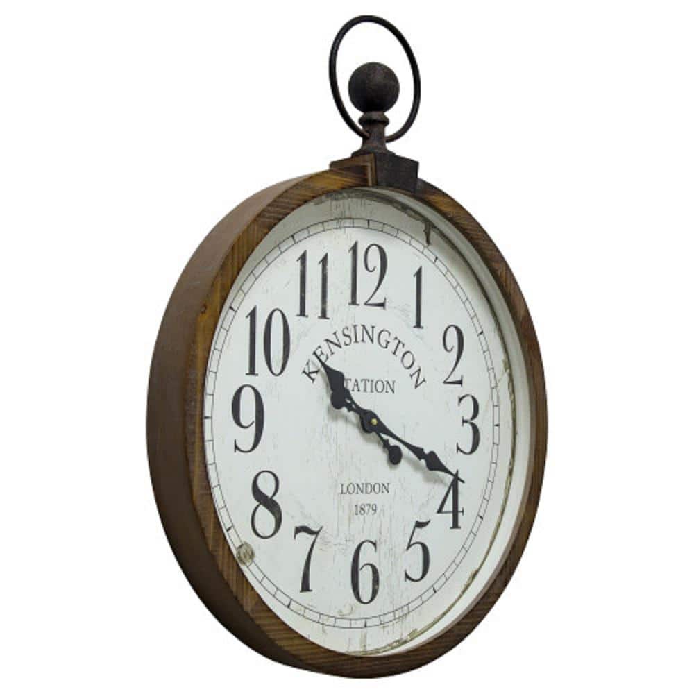 Kensington Station Off-White Engineered Wood Wall Clock with Rooster Design