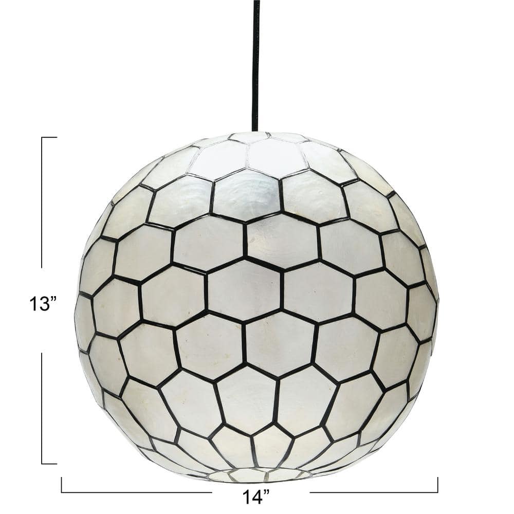 Philippine Artisan Black Capiz Honeycomb Globe LED Pendant Light