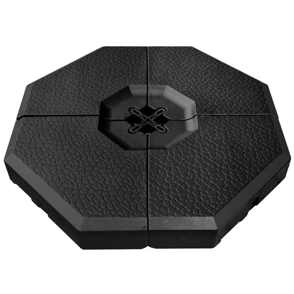 4-Pieces 22 lb. PE Patio Umbrella Base Plate Set in Black