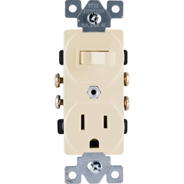 15 Amp 120-Volt AC Wall Switch Outlet, Light Almond