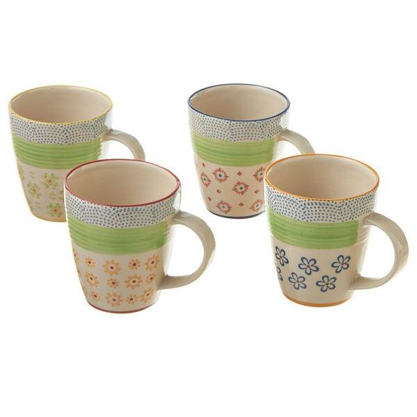 Filament Design Sundry Hand Painted 4-Piece Stoneware Multi Colored Mugs (Set of 4)-DISCONTINUED