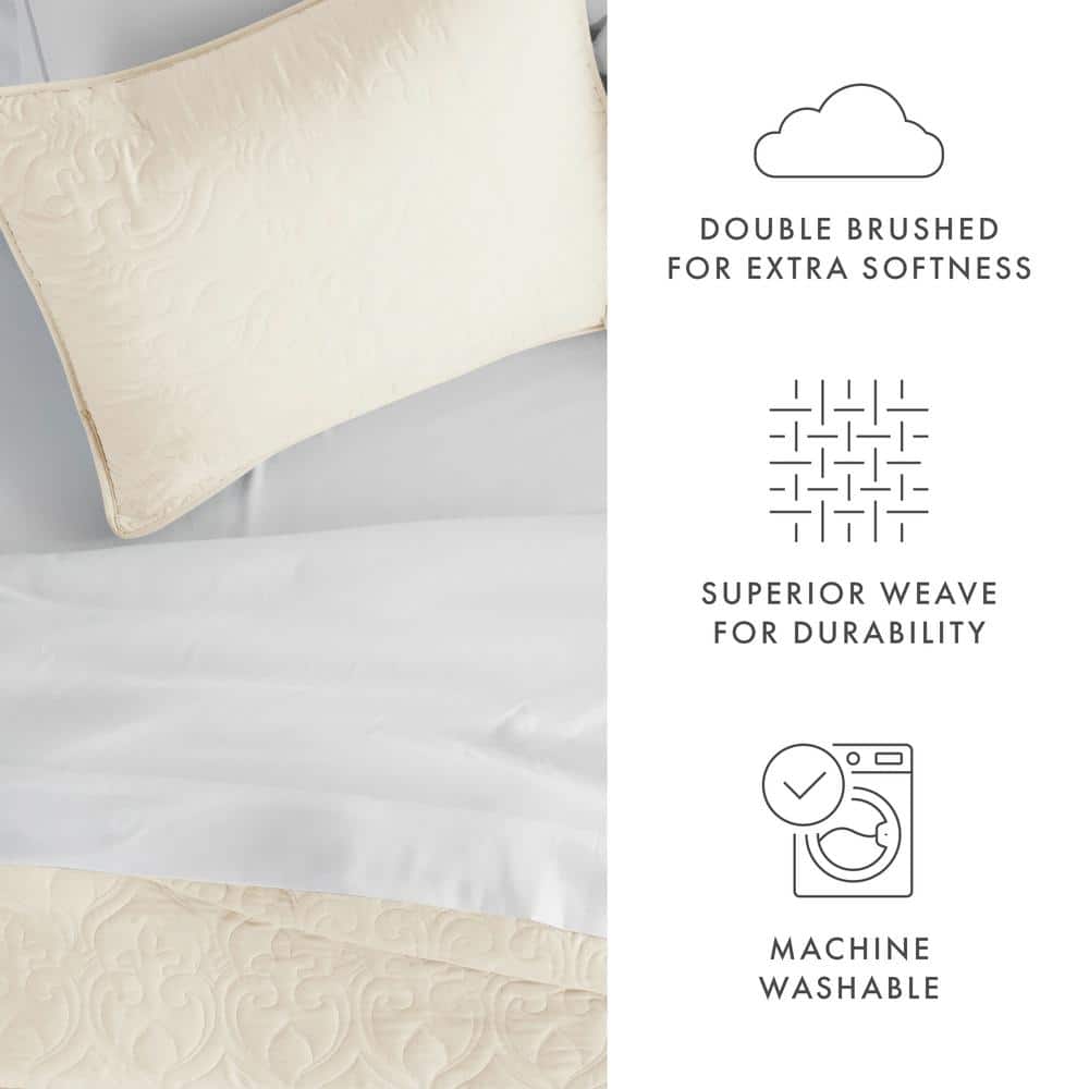 Ivory Twin Microfiber Transitional Quilted Coverlet Set