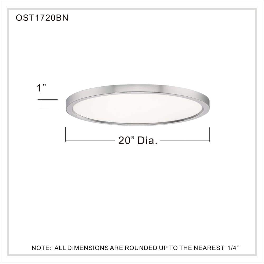 20" Brushed Nickel LED Flush Mount Ceiling Light