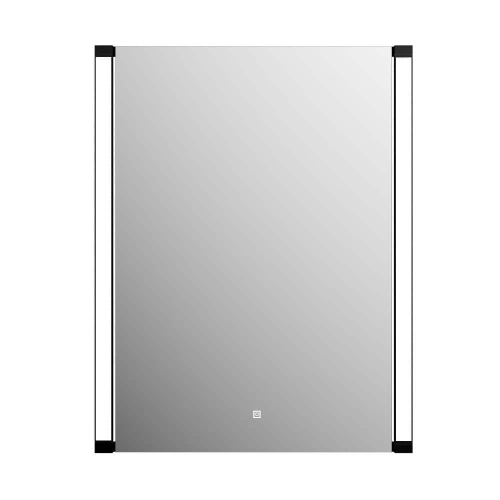 28 in. W x 36 in. H Rectangular Aluminum Framed Wall Bathroom Vanity Mirror in Black, Rotatable LED Light price history on PriceWatchPro