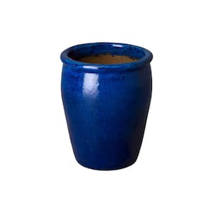 20 in. Round Blue Ceramic Planter