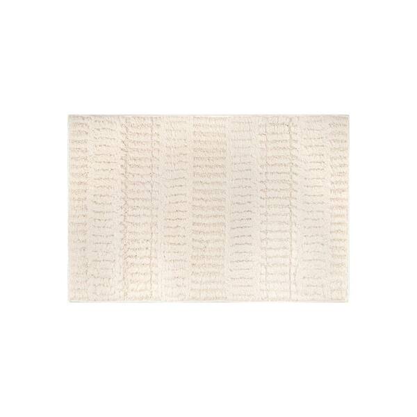 Vertical Dash Power Loomed Soft Shag High-Low Indoor 2 ft. x 4 ft. White Area Rug