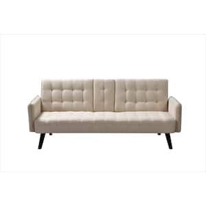 Payne 72 in. Beige Fabric 2-Seater Twin Sleeper Convertible Sofa Bed with Tapered Legs