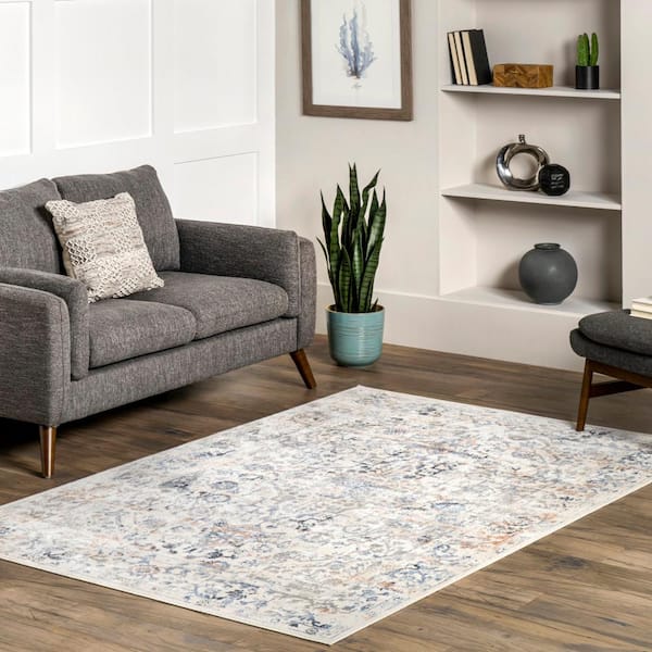 Everlee Faded Persian Machine Washable Area Rug Light Beige 6 ft. 7 in. x 9 ft. Area Rug