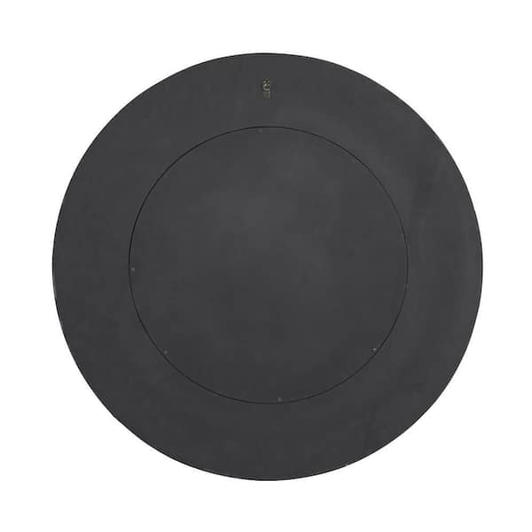 39 in. x 39 in. Handmade Mosaic Round Framed Gray Wall Mirror
