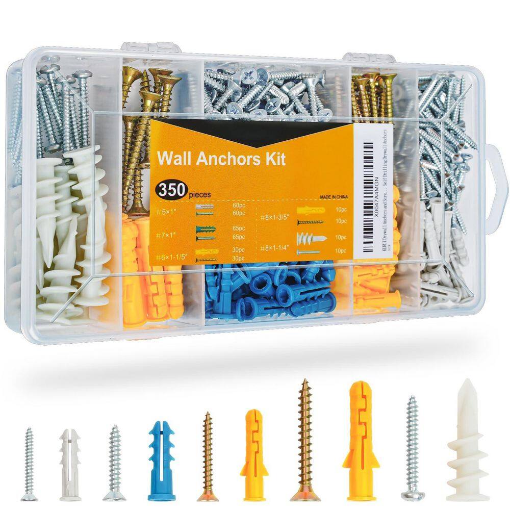 Carbon Steel Drywall Anchors Assortment Kit for Sheetrock Concrete Brick, 350-Pieces Wall Anchors and Flat Head Screws price history on PriceWatchPro