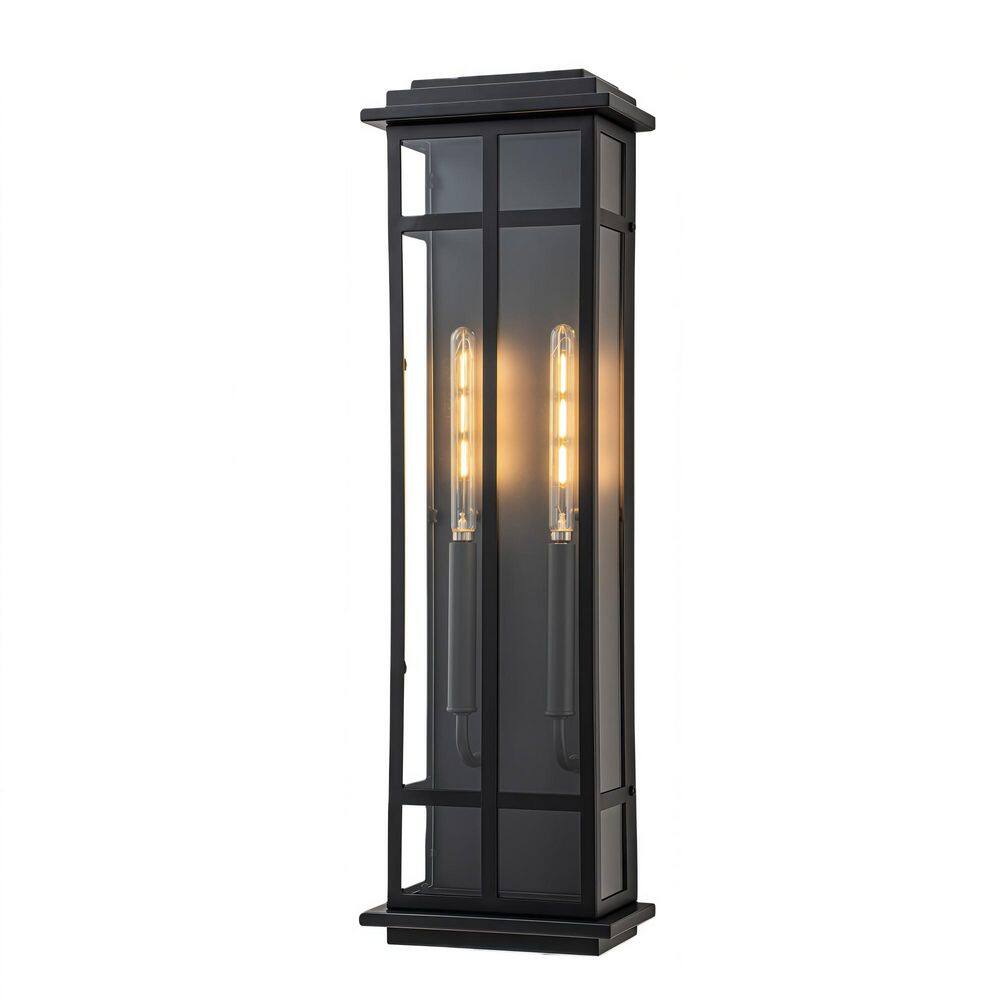 Nyvion Sand Black 26 in. 2-Light Outdoor Sconce with Clear Glass Panels price history on PriceWatchPro