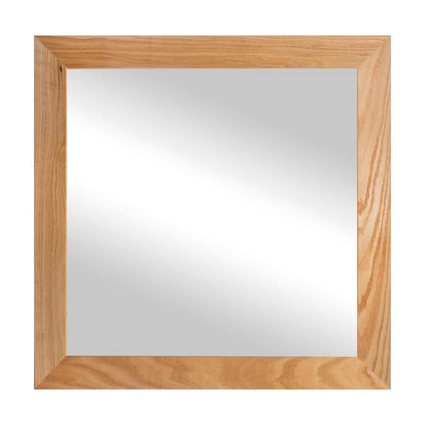 3 in Natural Frame (32 in. W x 33 in. H) Oak Hardwood Rectangle Wall Mirror
