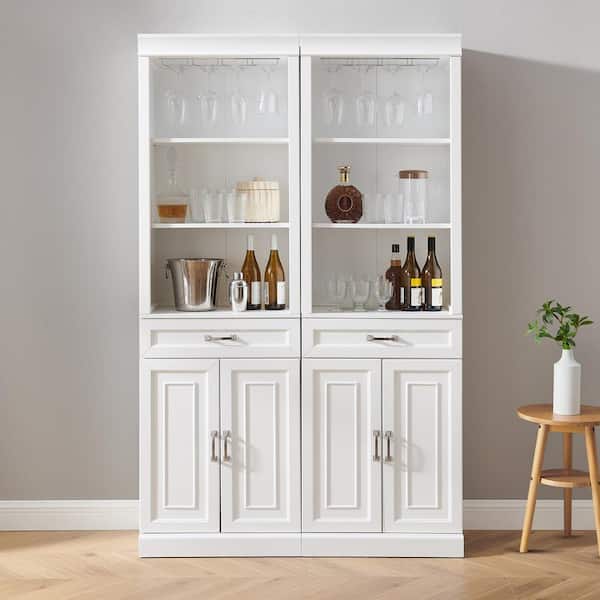 CROSLEY FURNITURE Stanton White Bar Cabinet Set (2-Piece)