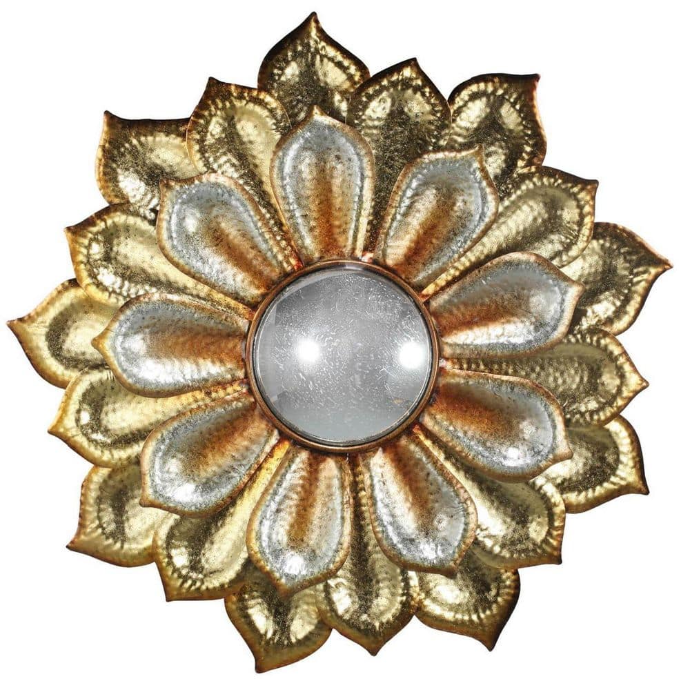 Gold 36 in. W x 36 in. H Floral Round Metal Framed Mirror price history on PriceWatchPro