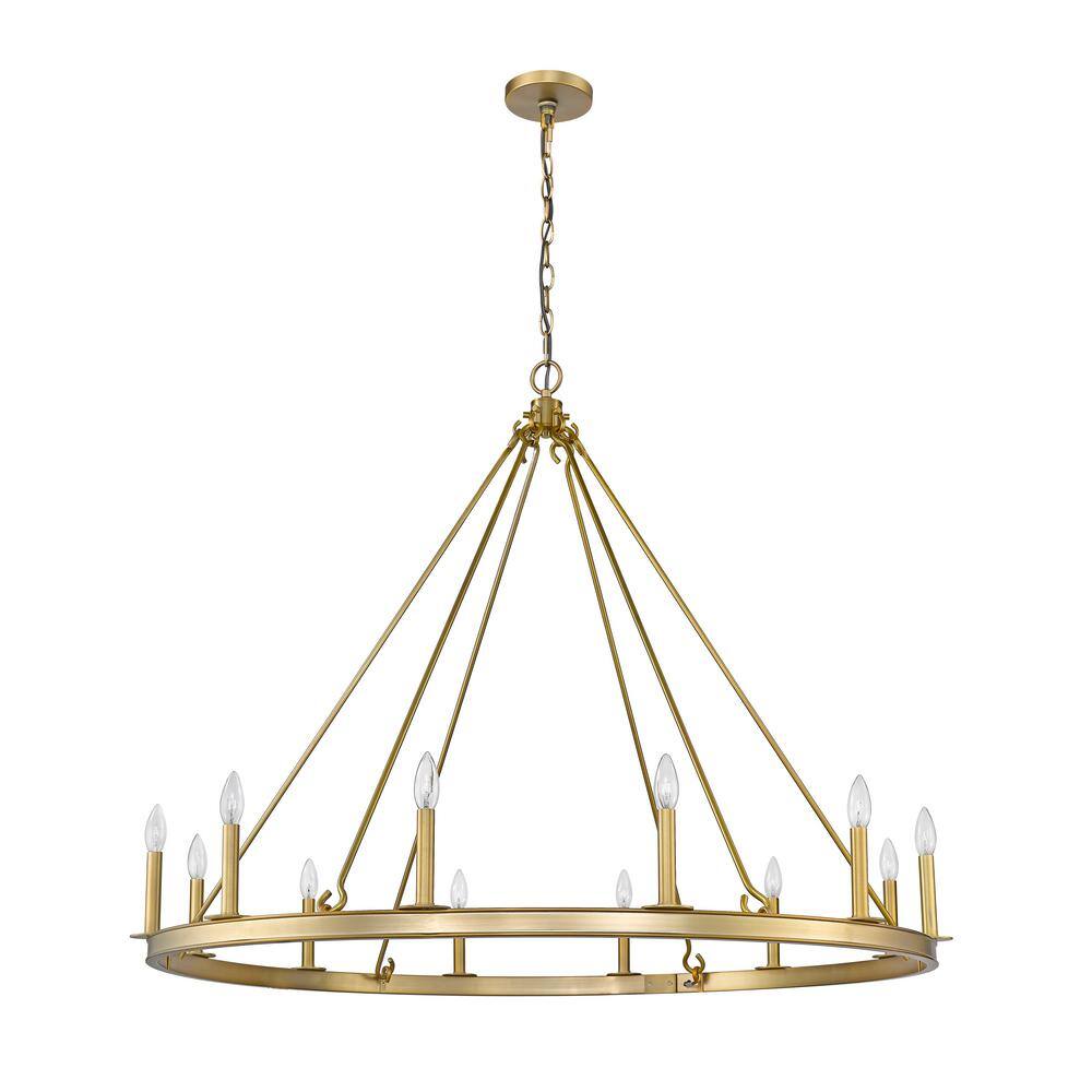 Olde Brass 12-Light Candle-Inspired Chandelier