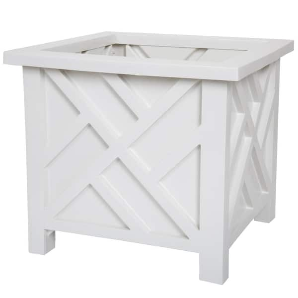 Pure Garden 14.75 in. x 14.75 in. White Plastic Garden Planter Box