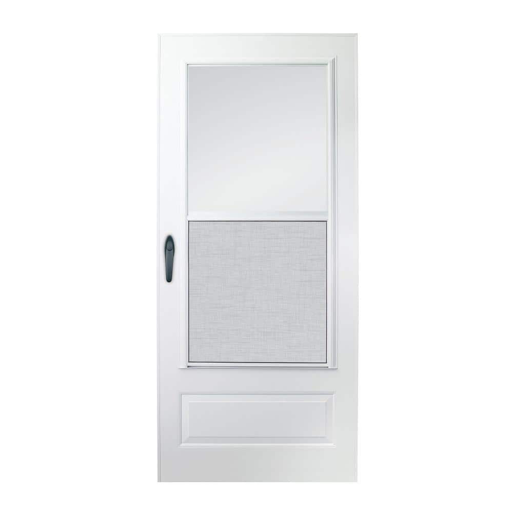 Andersen 200 Series 30 in. x 80 in. White Universal 3/4 Light Mid-View Aluminum Storm Door with Black Handleset -  95999