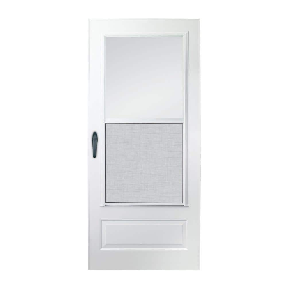 200 Series 32 in. x 80 in. White Universal 3/4 Light Mid-View Aluminum Storm Door with Black Handle Set -  Andersen, 96001