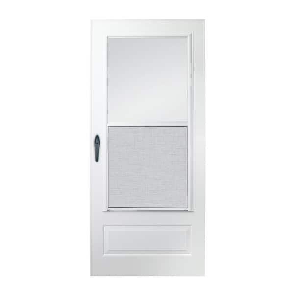 Andersen 200 Series 30 in. x 78 in. White Universal 3/4 Light Mid-View Aluminum Storm Door with Black Handleset