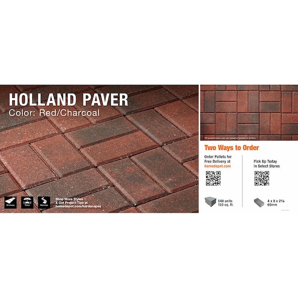 Oldcastle Paper Sample Only: 8 in. L x 4 in. W x 2.25 in. H 60 mm Red/Charcoal Holland Pavers Sample Board (1-Piece)
