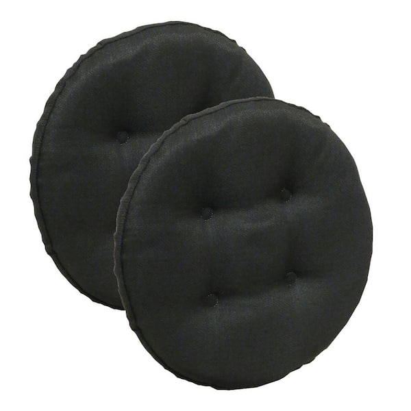 Unbranded Gripper Non-Slip 14 in. x 14 in. Omega Midnight Tufted Barstool Cushions (Set of 2 )