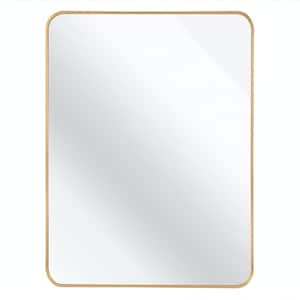 30 in. W x 40 in. H Rectangular Wall Mounted Brushed Aluminum Frame Bathroom Vanity Mirror in Gold